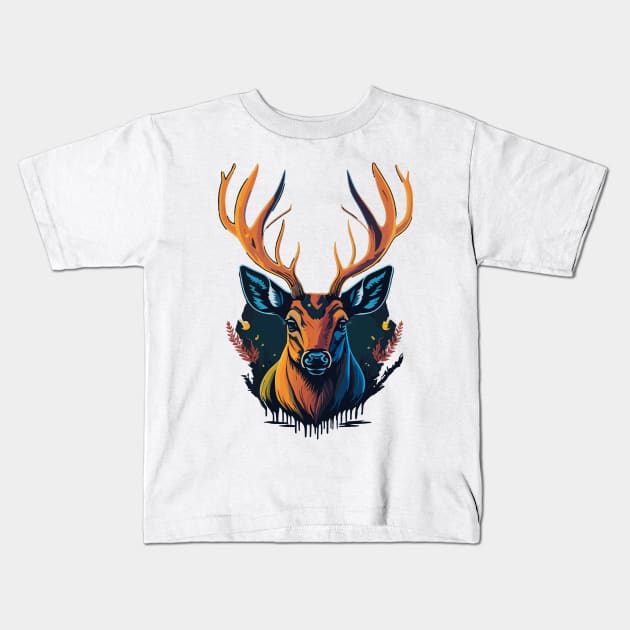 Deer Portrait Kids T-Shirt by SpriteGuy95